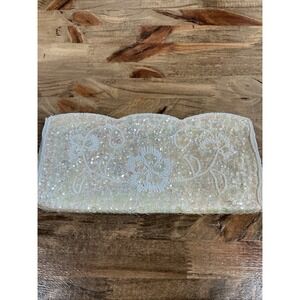 1960s Vintage La Regale Ivory Beaded Clutch Purse Evening Bag